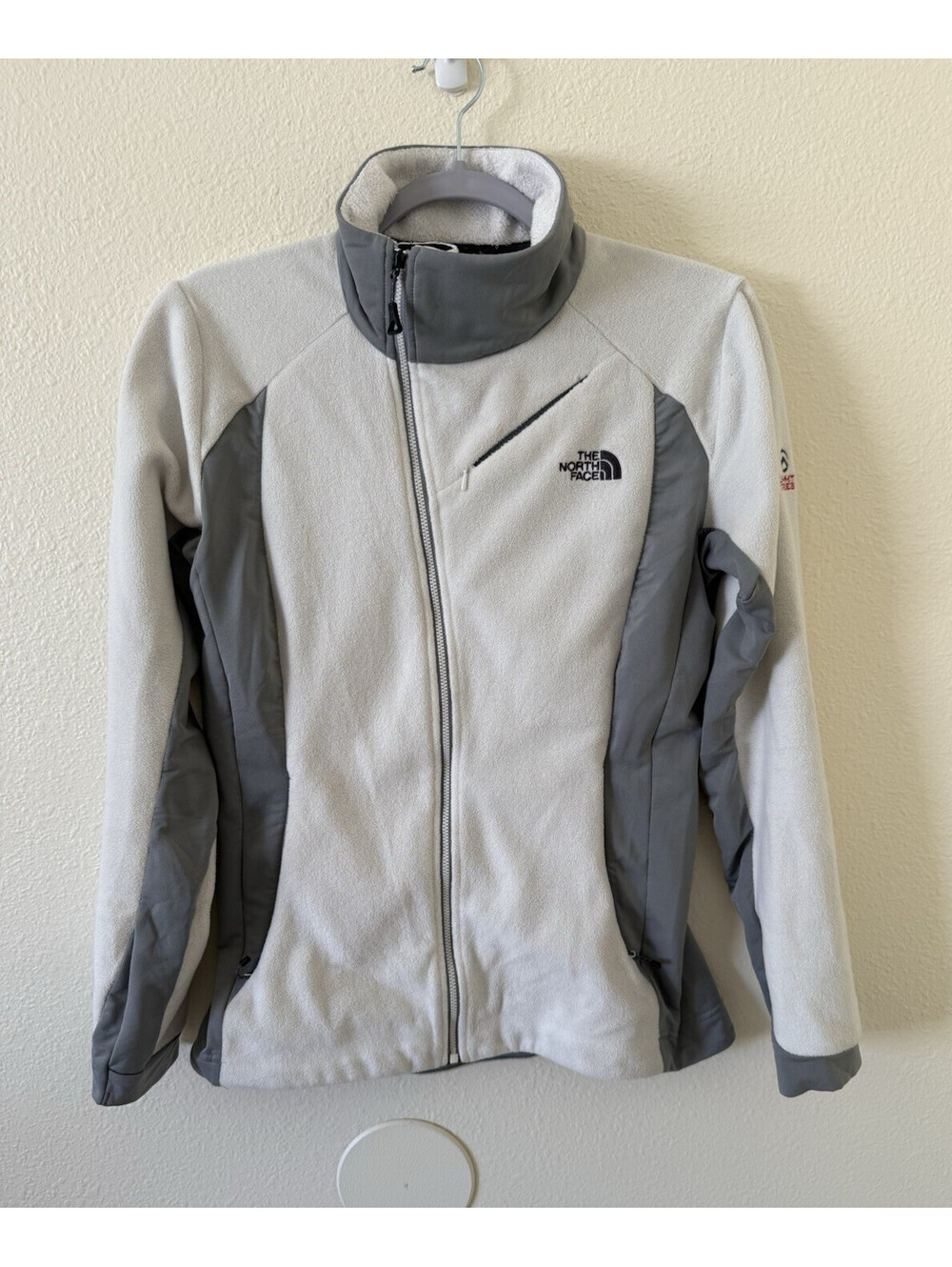 North Face Summit Series Women's Fleece Size L Grey Pockets Zip Up Stretch